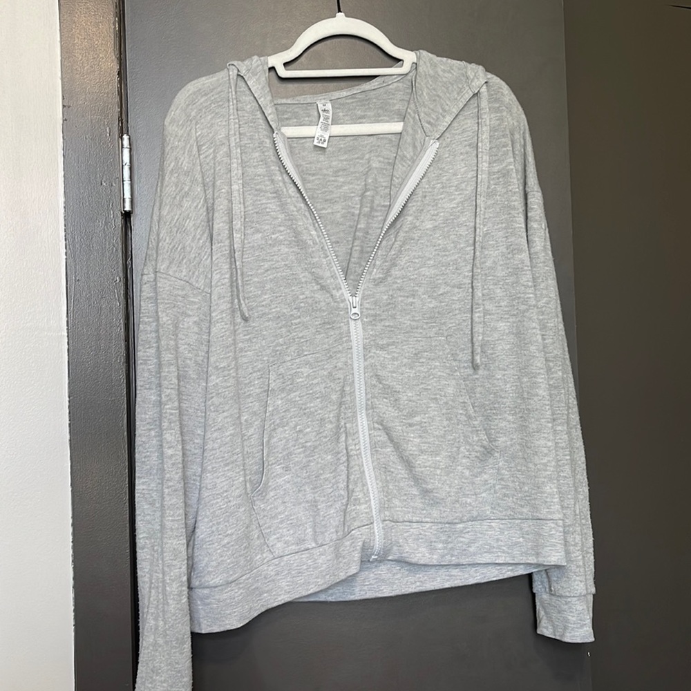 ALO Yoga Gray Zip-Up Hoodie